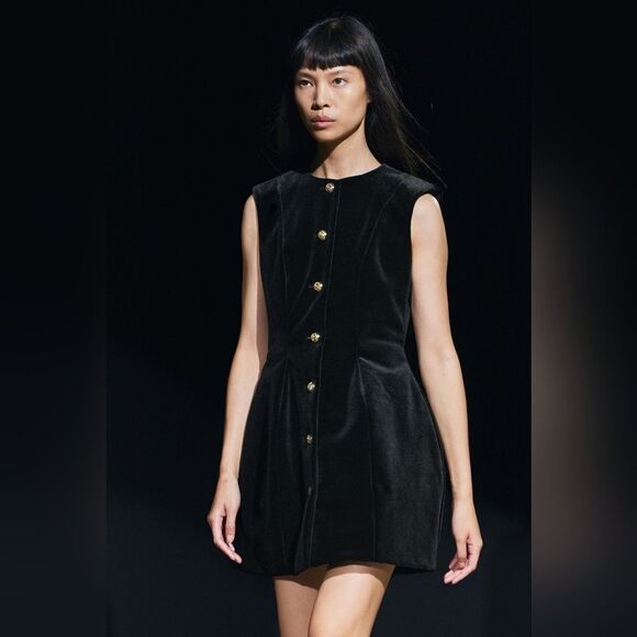 NWT ZARA Benla PEPLUM VELVETβDRESS ZW COLLECTION - Picture 4 of 15